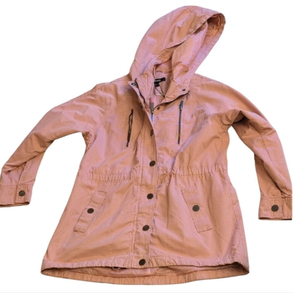 NEW MEXX Amsterdam Hooded Utility Parka Jacket Blush Pink Drawstring Waist US 6
